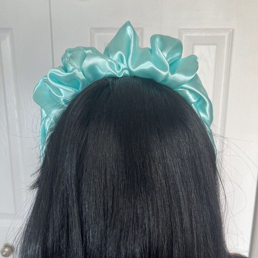 Blue Satin Headband wrap scrunched For Women’s And Girls Pleated design - Picture 3 of 12